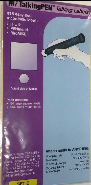 PENPal Talking Label Stickers (Set E)